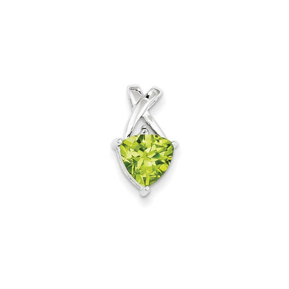 14k White Gold Peridot and White Topaz Trillion Pendant
