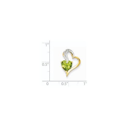 14k Diamond and Peridot Heart Pendant