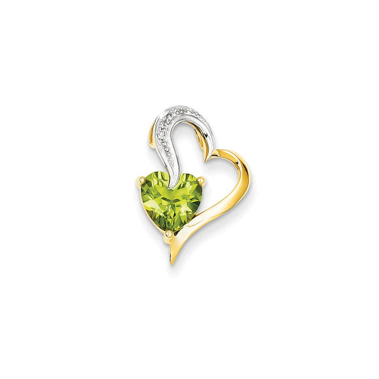 14k Diamond and Peridot Heart Pendant