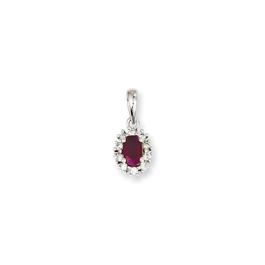 14k White Gold Real Diamond & Ruby Pendant