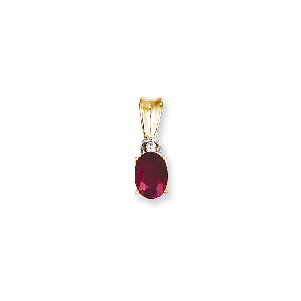 14k Two tone Diamond and Ruby Pendant