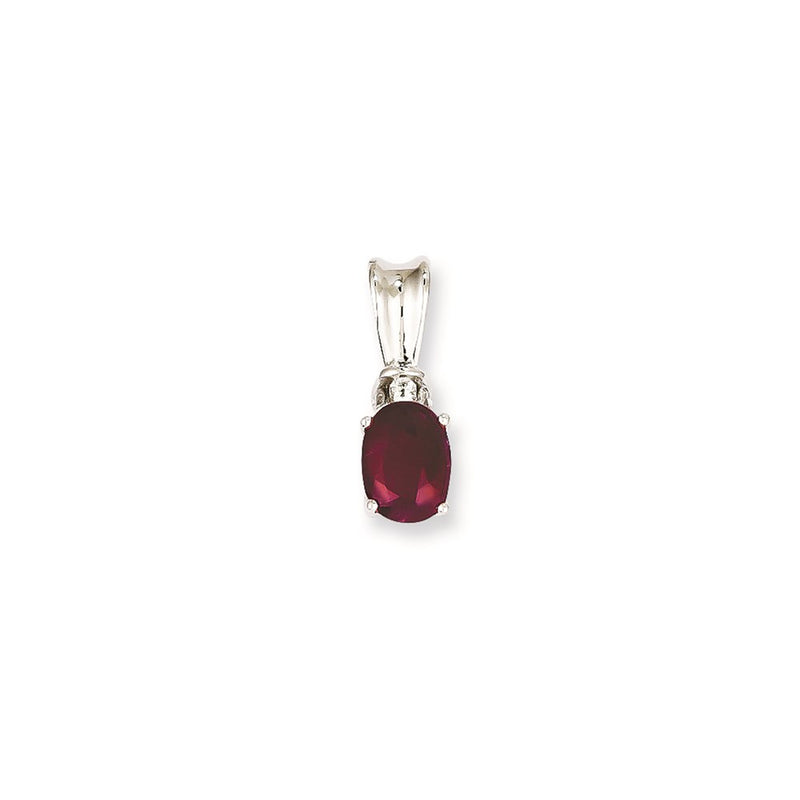 14k White Gold Real Diamond & Ruby Pendant