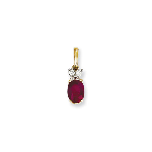 14k Two-Tone Gold Real Diamond & Ruby Pendant