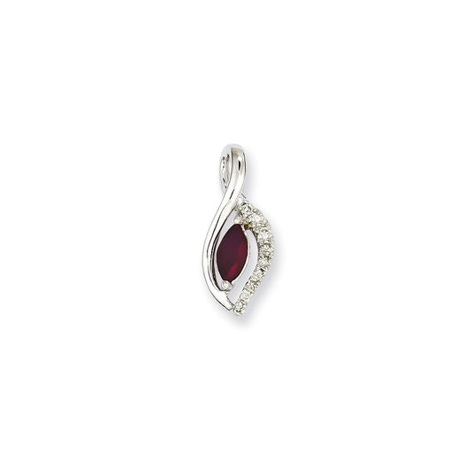 14k White Gold Real Diamond & Ruby Pendant