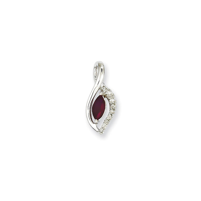 14k White Gold Real Diamond & Ruby Pendant