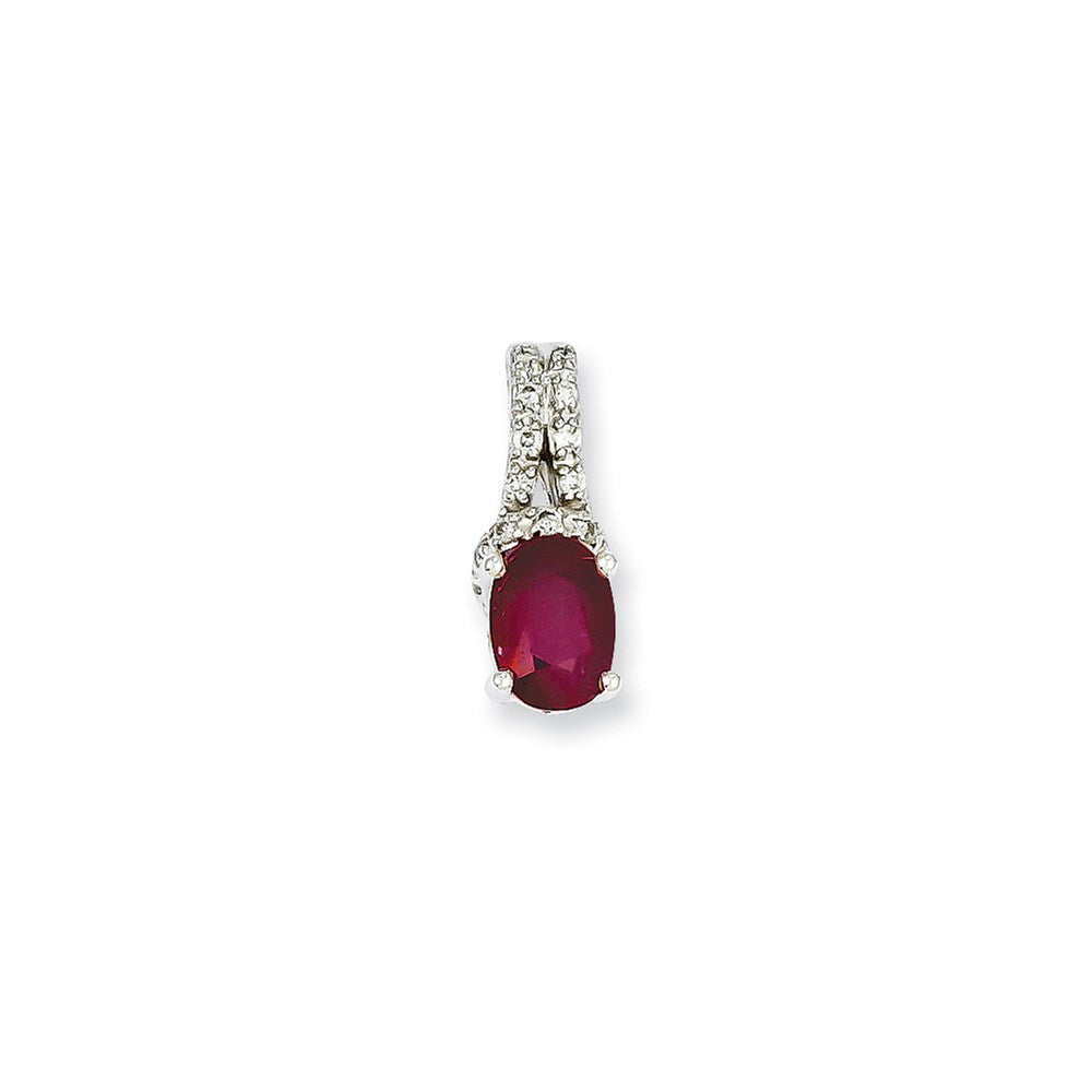 14k White Gold Real Diamond & Ruby Pendant
