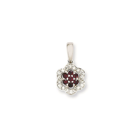14k White Gold Real Diamond & Ruby Pendant