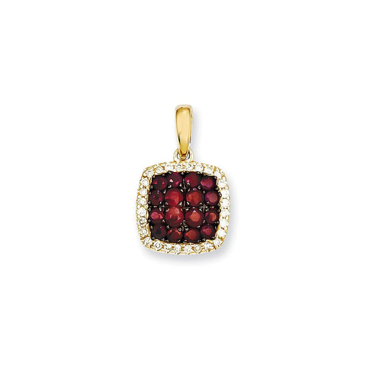 14K Yellow Gold Real Diamond & Ruby Pendant