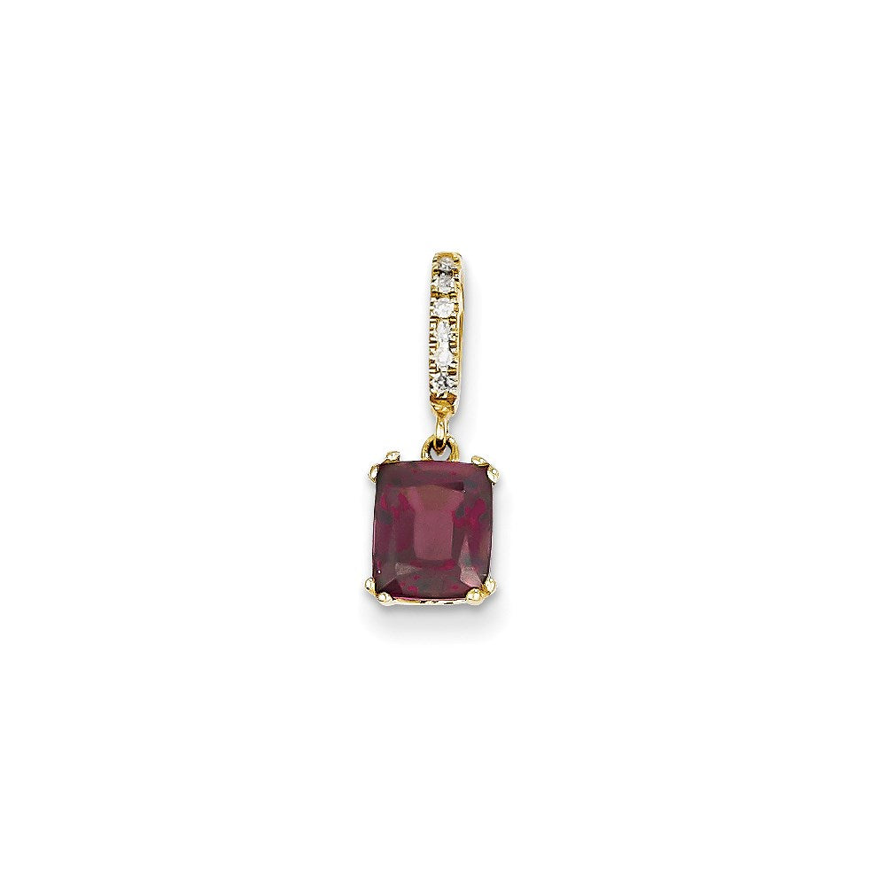 14k Yellow Gold Diamond and Rhodolite Garnet Pendant