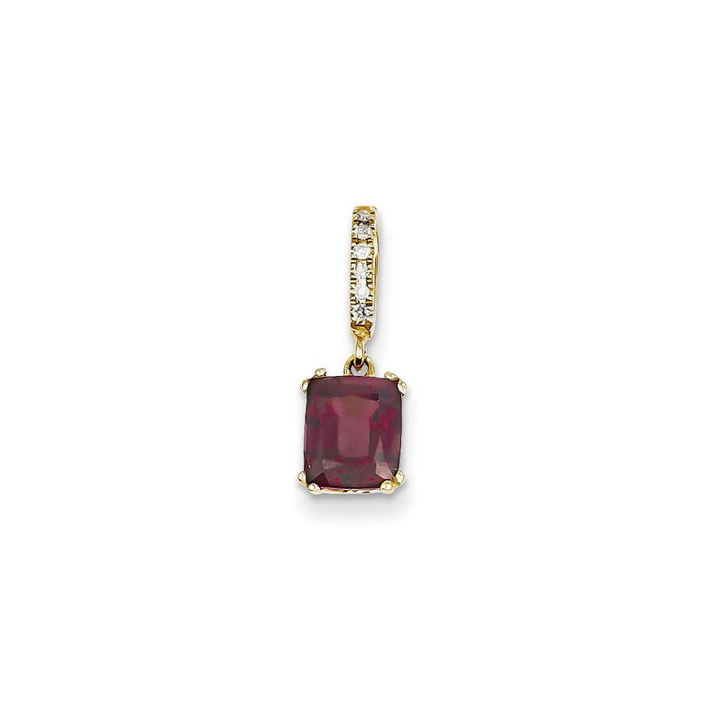 14k Yellow Gold Diamond and Rhodolite Garnet Pendant