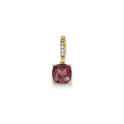 14k Yellow Gold Diamond and Rhodolite Garnet Pendant