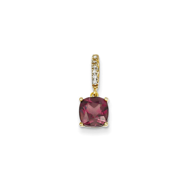 14k Yellow Gold Diamond and Rhodolite Garnet Pendant