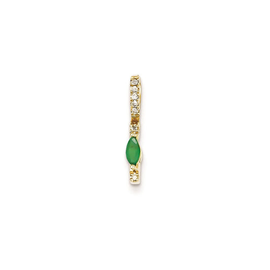 14K Yellow Gold Real Diamond and Emerald Pendant