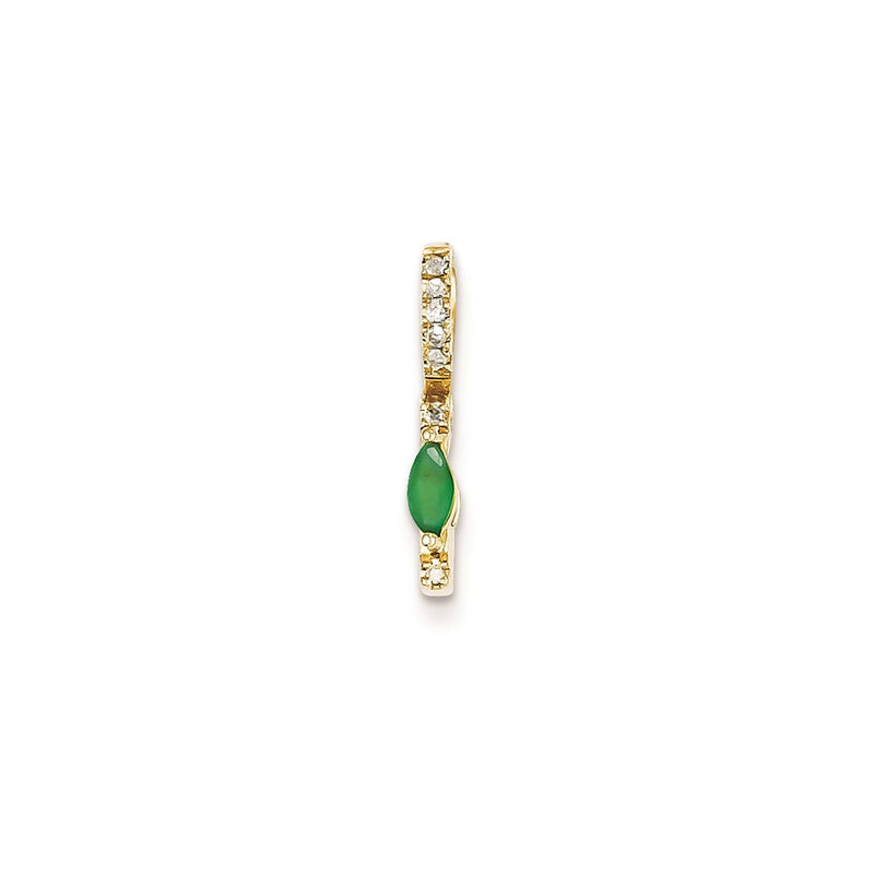 14K Yellow Gold Real Diamond and Emerald Pendant