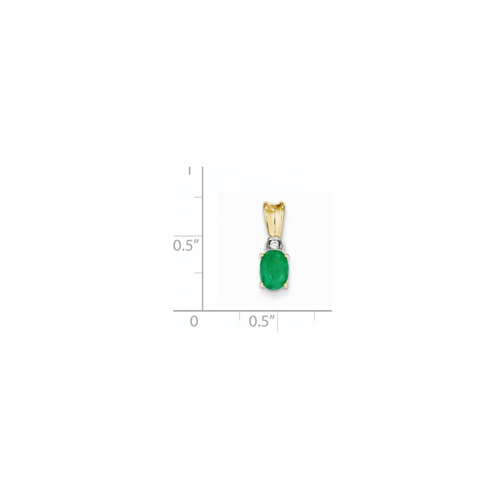 14k Two-Tone Gold Real Diamond & Emerald Pendant