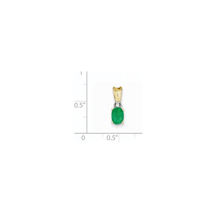 14k Two-Tone Gold Real Diamond & Emerald Pendant