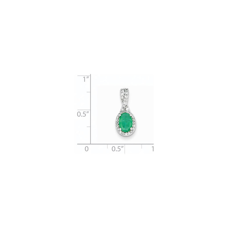 14k White Gold Real Diamond & Emerald Pendant