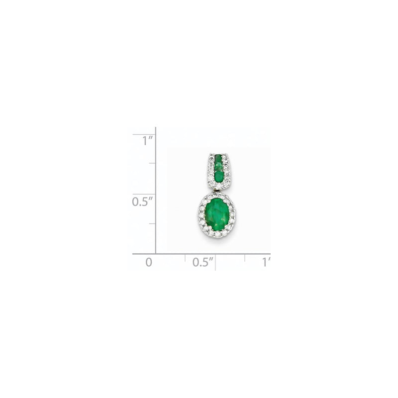 14k White Gold Real Diamond & Emerald Pendant
