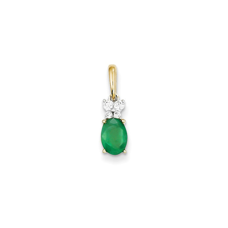 14k Two-Tone Gold Real Diamond & Emerald Pendant