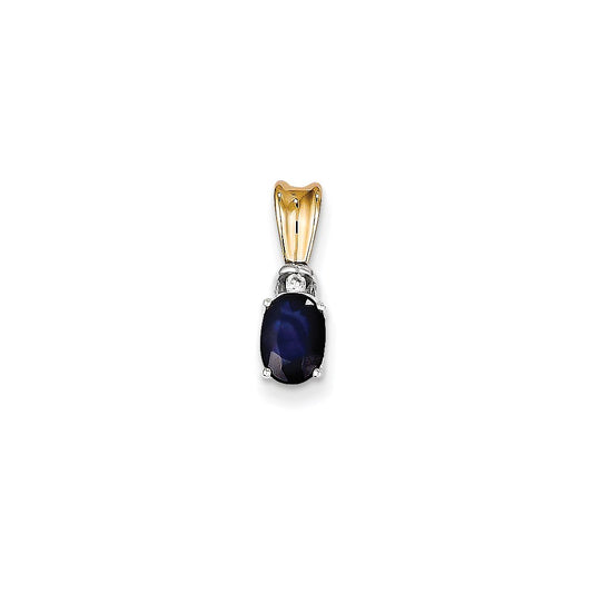 14K Two tone Diamond and Sapphire Pendant