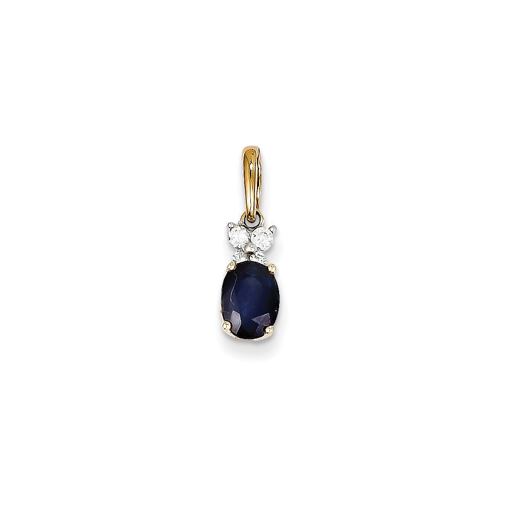 14k Two-Tone Gold Real Diamond & Sapphire Pendant