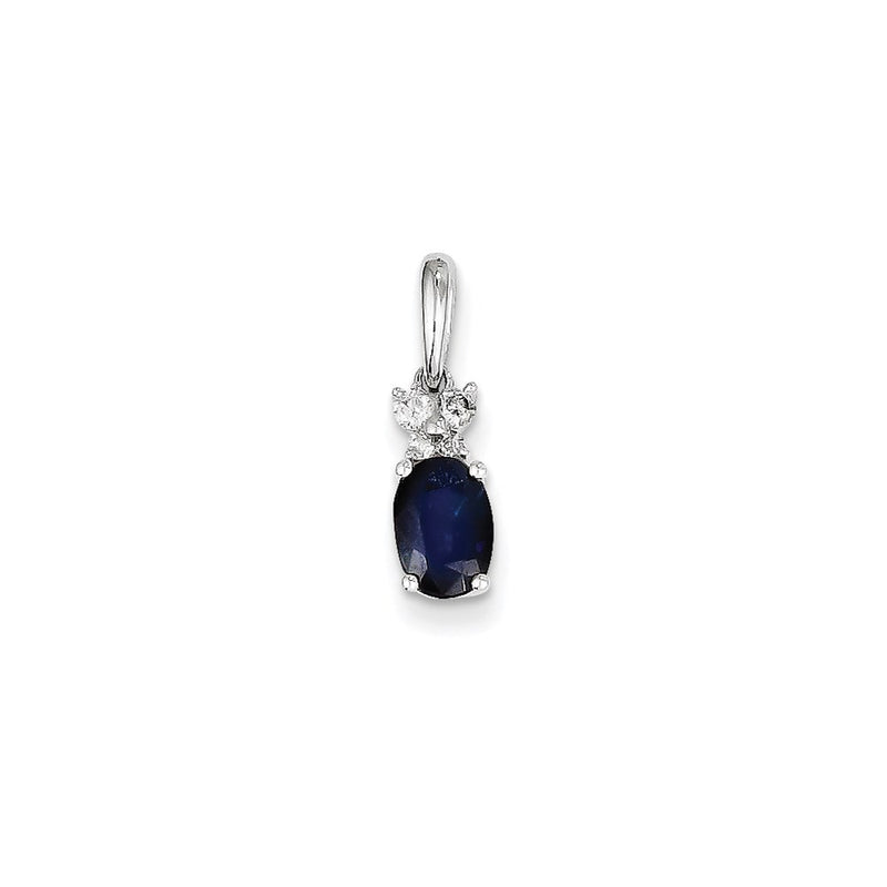 14K White Gold Real Diamond & Sapphire Pendant