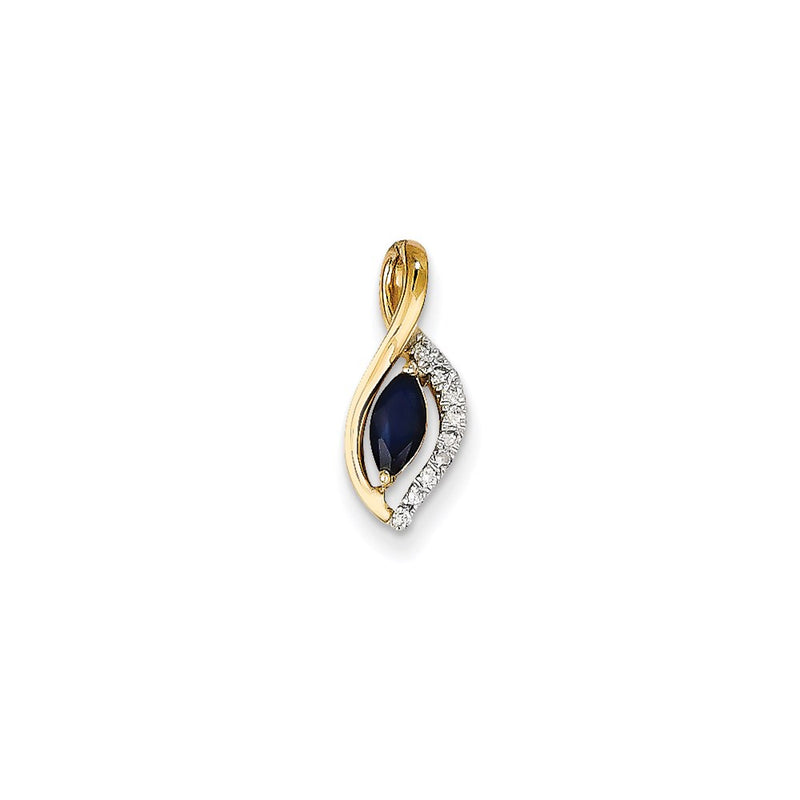 14K Yellow Gold Real Diamond & Sapphire Pendant