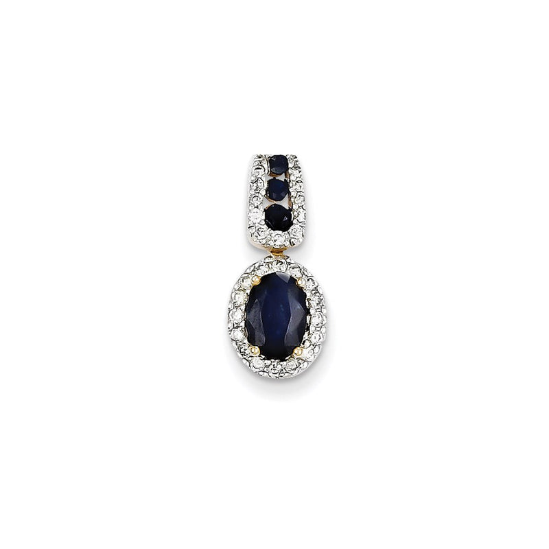 14K Yellow Gold Real Diamond & Sapphire Pendant