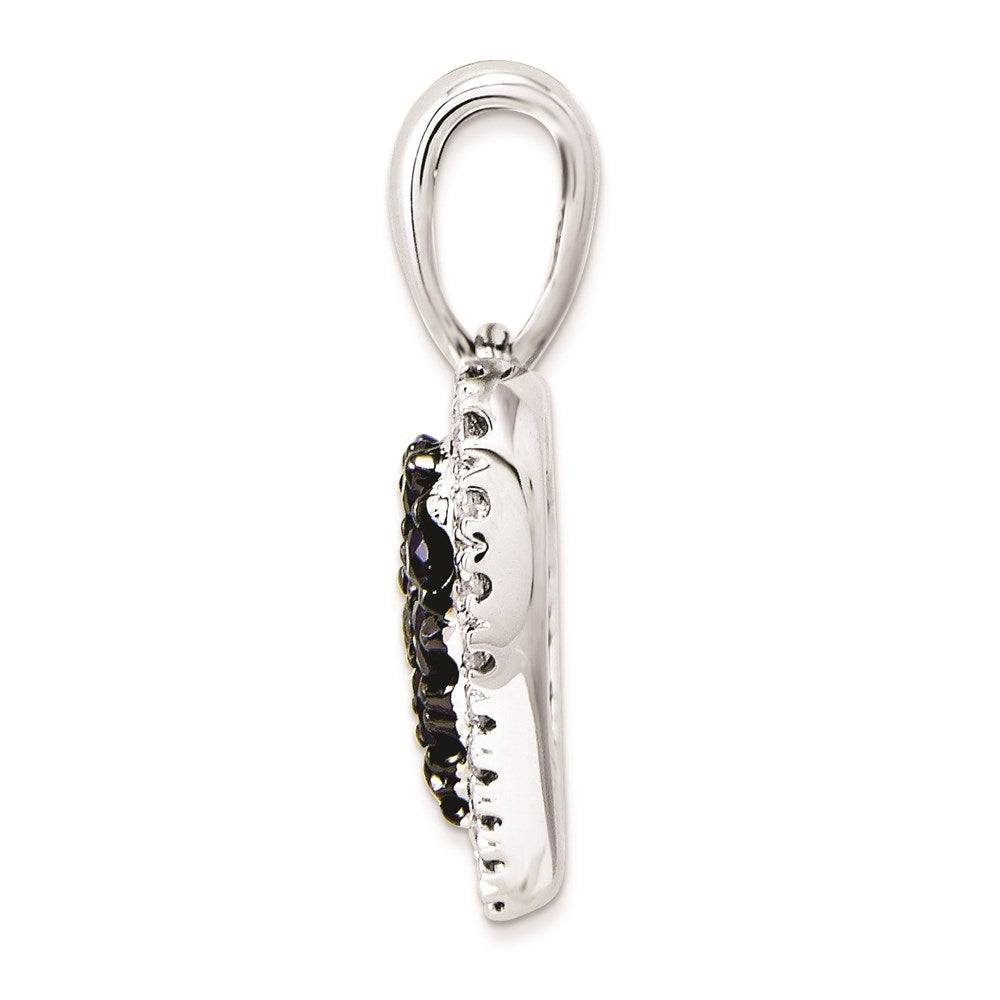 14K White Gold Real Diamond & Sapphire Heart Pendant