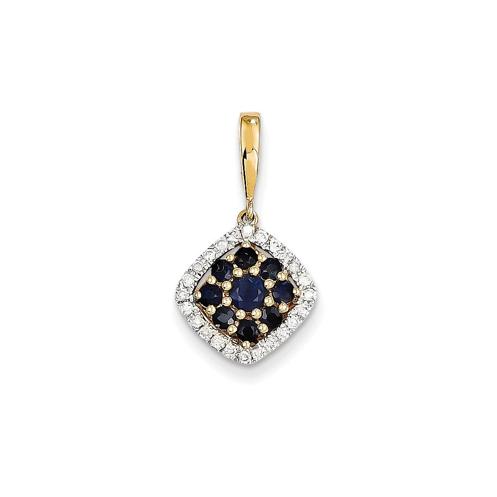 14K Yellow Gold Real Diamond & Sapp Pendant