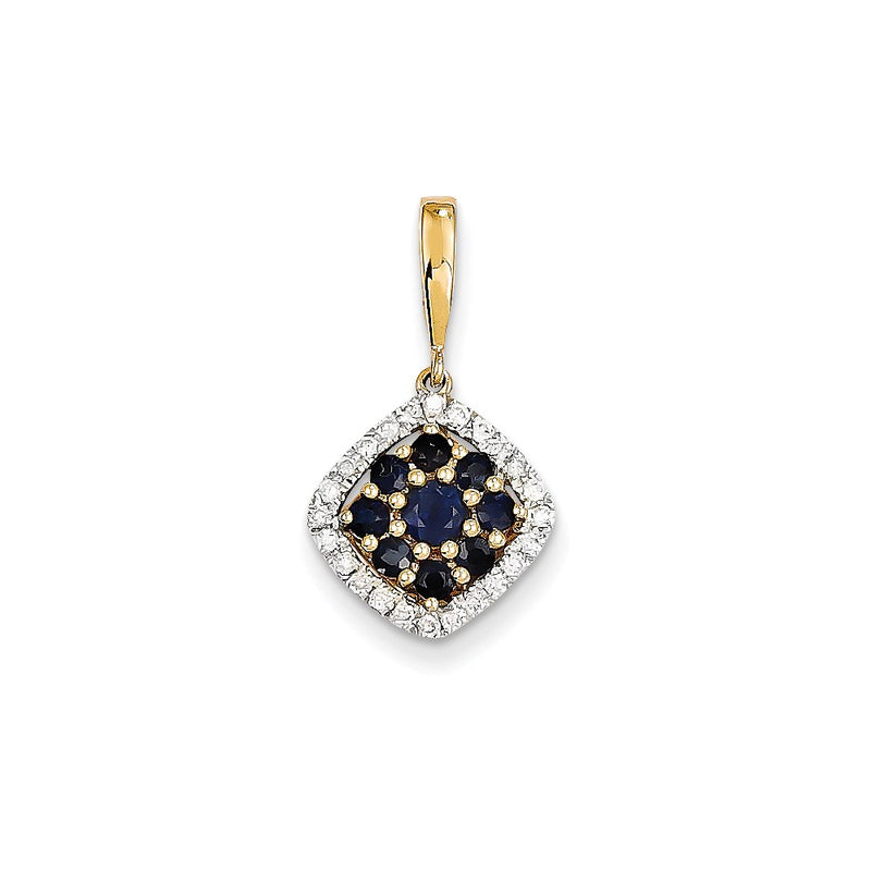 14K Yellow Gold Real Diamond & Sapp Pendant