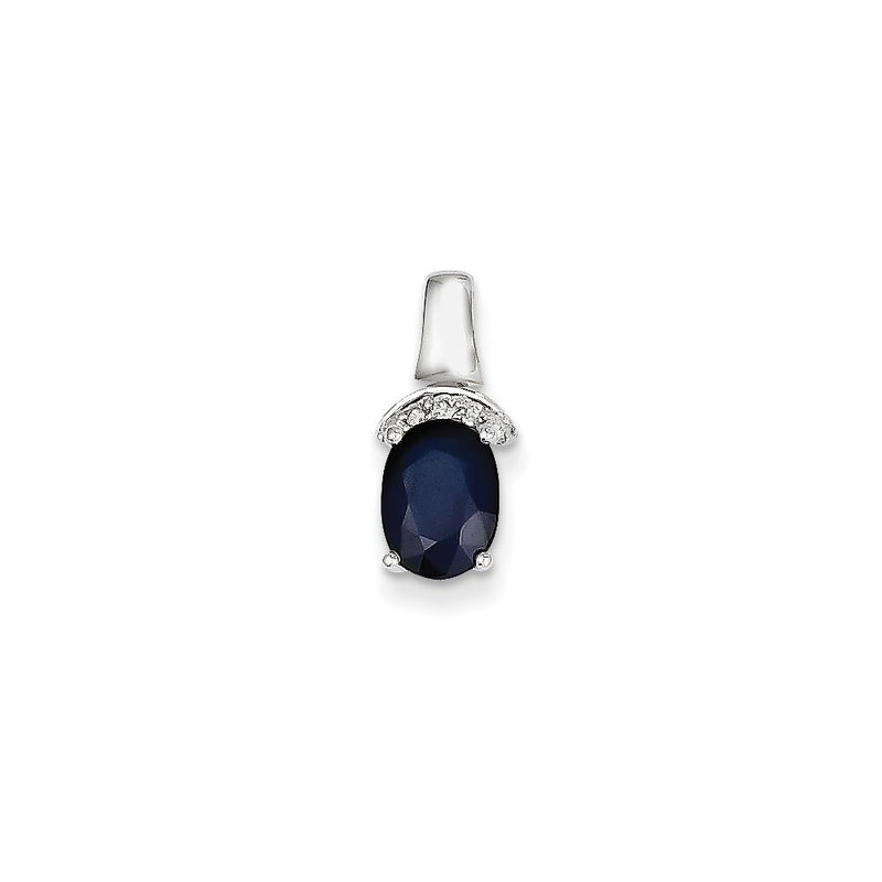 14K White Gold Real Diamond & Sapphire Pendant
