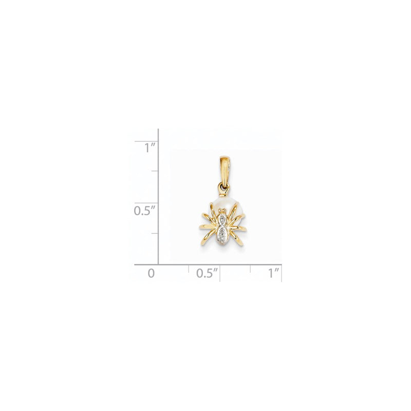 14K Yellow Gold Real Diamond and 7-8mm FW Cultured Pearl Spider Pendant