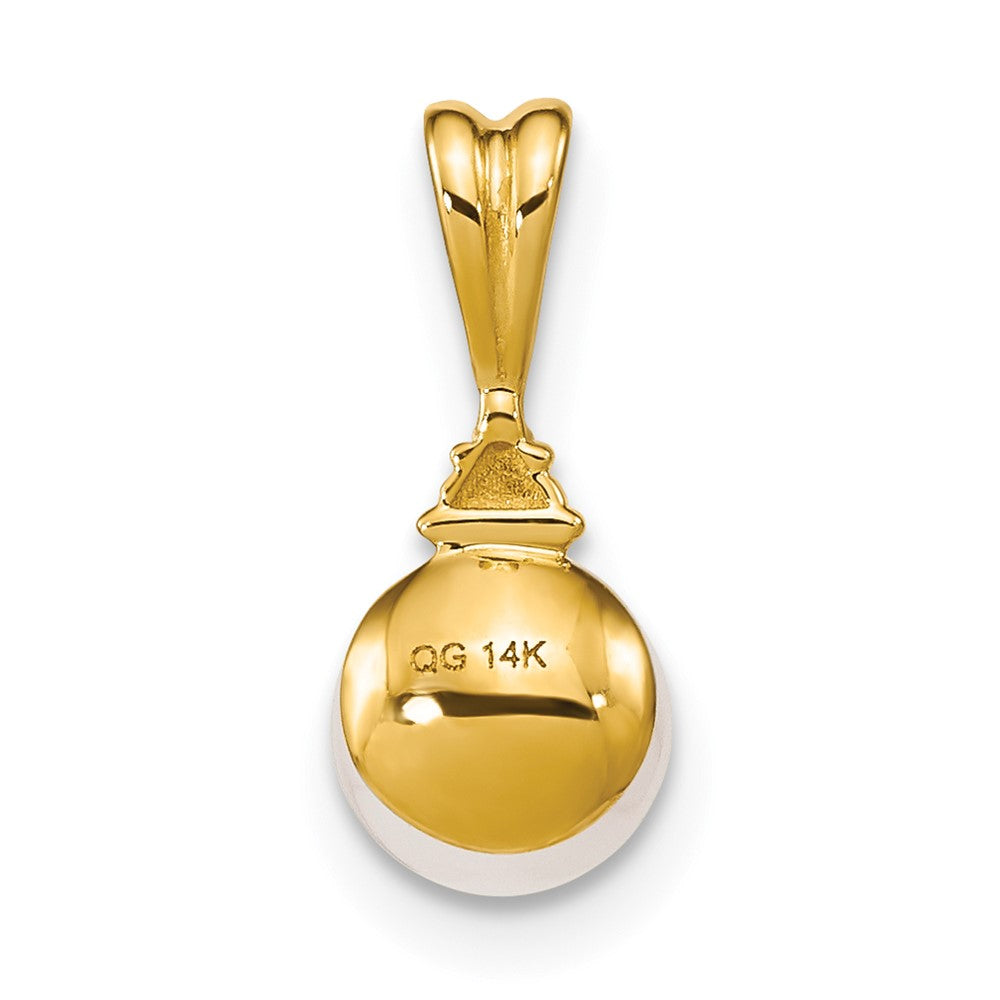 14k 6 7mm White Round Freshwater Cultured Pearl and Diamond Pendant