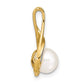14k 7 8mm White Round Freshwater Cultured Pearl and Diamond Pendant