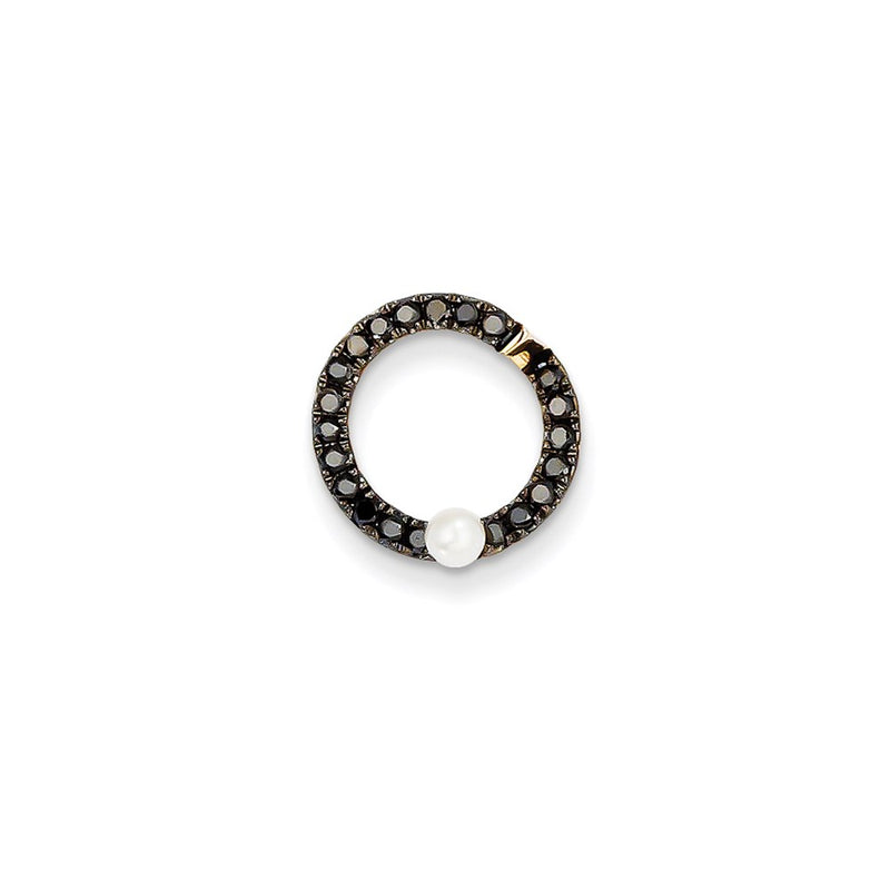 14K Yellow Gold Black Real Diamond & FWC Pearl Pendant