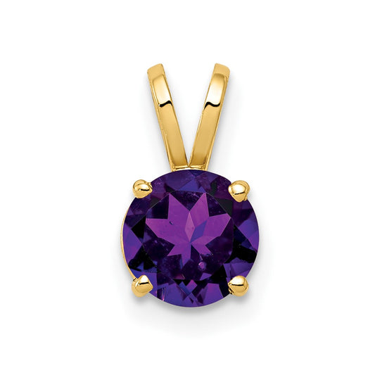 14K Yellow Gold 6mm Amethyst Checker pendant