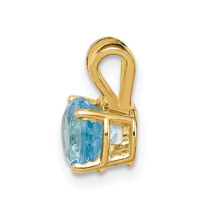 14K Yellow Gold 6mm Blue Topaz Checker pendant
