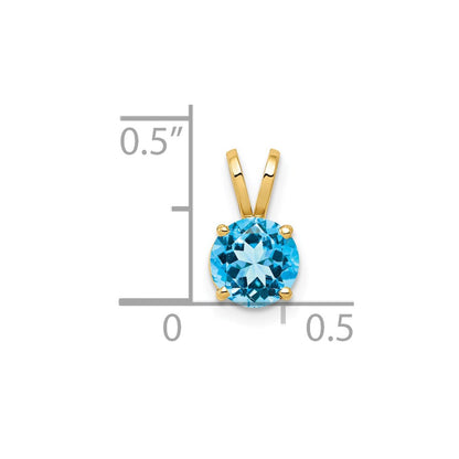 14K Yellow Gold 6mm Blue Topaz Checker pendant