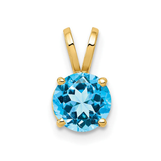 14K Yellow Gold 6mm Blue Topaz Checker pendant