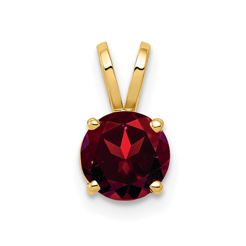 14K Yellow Gold 6mm Garnet Checker pendant