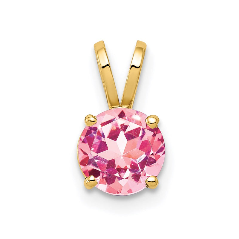 14k Yellow Gold 6mm Pink Tourmaline pendant