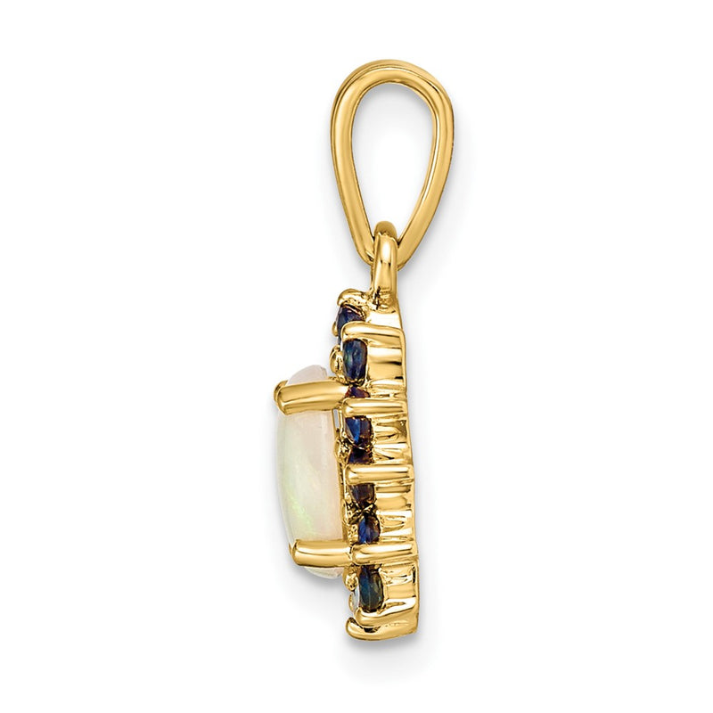 14k Genuine Opal and Sapphire Pendant