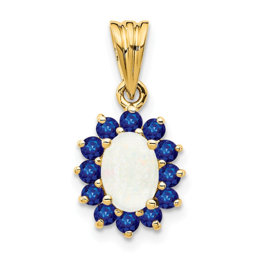 14k Genuine Opal and Sapphire Pendant