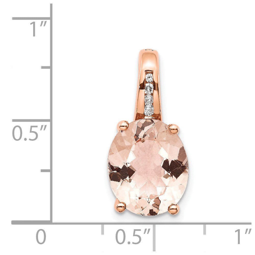 14k Rose Gold Real Diamond and Morganite Pendant