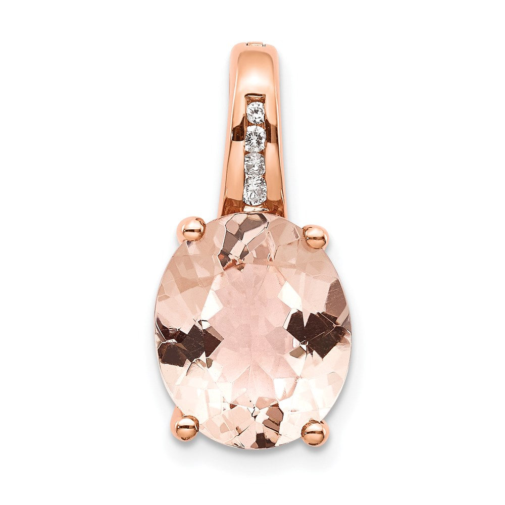 14k Rose Gold Real Diamond and Morganite Pendant