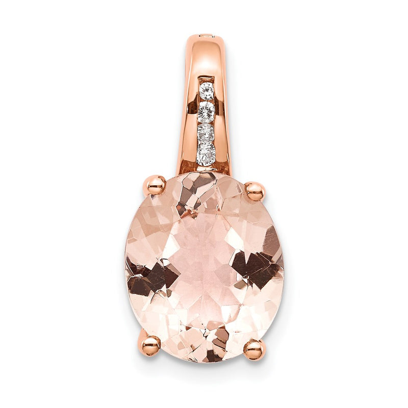 14k Rose Gold Real Diamond and Morganite Pendant