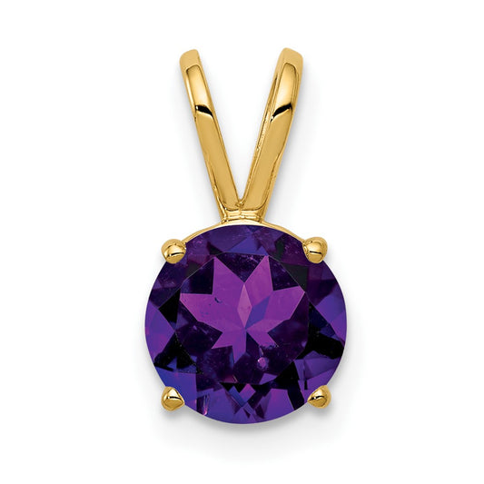 14K Yellow Gold 7mm Amethyst Checker pendant