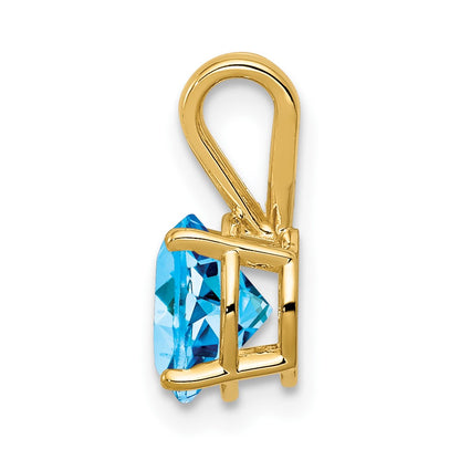 14K Yellow Gold 7mm Blue Topaz Checker pendant