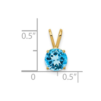 14K Yellow Gold 7mm Blue Topaz Checker pendant